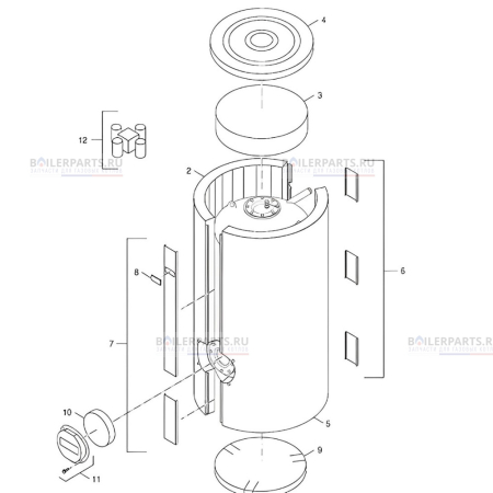Теплоизоляция левая синяя 100 мм для котлов Bosch/Buderus/Junkers ST/SF 750/2 87185418190