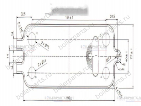 Теплообменник вторичный 190 мм 22 пластины BOSCH SaunierGPT 8716771988